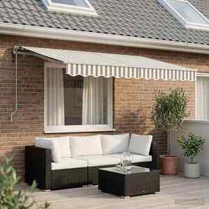 Imagine vidaXL Copertină retractabilă Gri deschis și alb. 3, 5 x 2 m țesătură