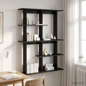 Imagine vidaXL Raft de perete Stejar Negru 102 x 20 x 130 cm Lemn prelucrat
