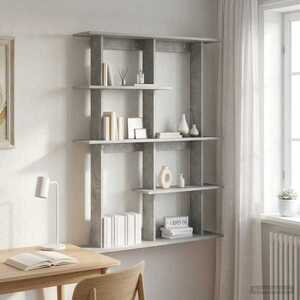 Imagine vidaXL Raft de perete Gri Beton 102 x 20 x 130 cm Lemn prelucrat