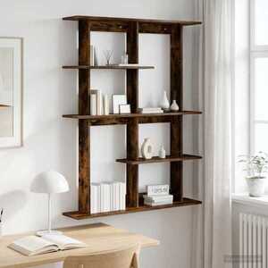 Imagine vidaXL Raft de perete Stejar fumuriu 102 x 20 x 130 cm Lemn prelucrat