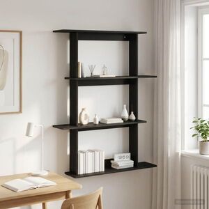 Imagine vidaXL Raft de perete Stejar Negru 100 x 20 x 126 cm Lemn prelucrat