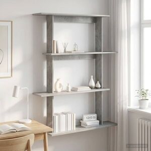 Imagine vidaXL Raft de perete Gri Beton 100 x 20 x 126 cm Lemn prelucrat