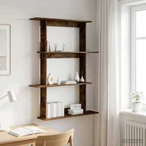 Imagine vidaXL Raft de perete Stejar fumuriu 100 x 20 x 126 cm Lemn prelucrat