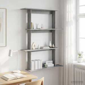 Imagine vidaXL Raft de perete Sonoma gri 100 x 20 x 126 cm Lemn prelucrat