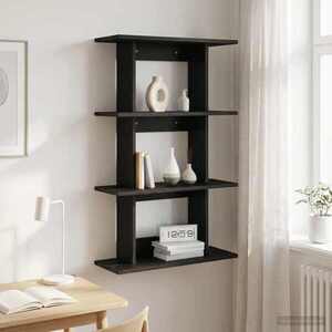 Imagine vidaXL Raft de perete Montare pe perete Stejar Negru 56 x 20 x 90 cm