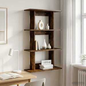 Imagine vidaXL Raft de perete Montare pe perete Stejar fumuriu 56 x 20 x 90 cm