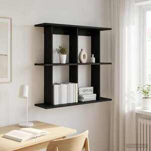 Imagine vidaXL Raft de perete Montare pe perete Stejar Negru 80 x 20 x 75 cm