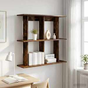 Imagine vidaXL Raft de perete Montare pe perete Stejar fumuriu 80 x 20 x 75 cm