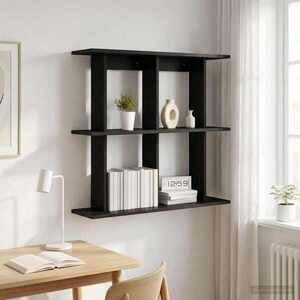 Imagine vidaXL Raft de perete Montare pe perete Stejar Negru 100 x 20 x 75 cm