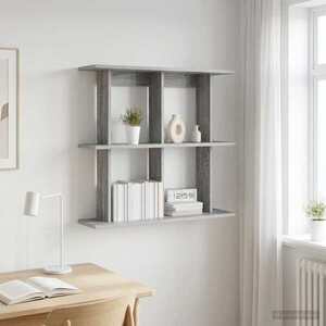 Imagine vidaXL Raft de perete Montare pe perete Sonoma gri 100 x 20 x 75 cm