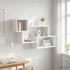 Imagine vidaXL Raft suspendat Montare pe perete Alb 87 x 20 x 55 cm