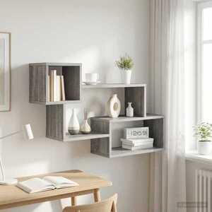 Imagine vidaXL Raft suspendat Montare pe perete Sonoma gri 87 x 20 x 55 cm