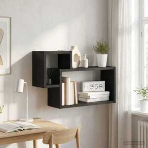 Imagine vidaXL Raft de perete Montare pe perete Stejar Negru 55 x 15 x 35 cm