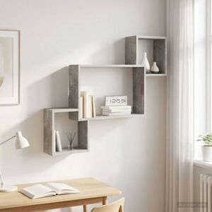 Imagine vidaXL Raft de perete Montare pe perete Gri Beton 91, 5 x 15 x 76 cm