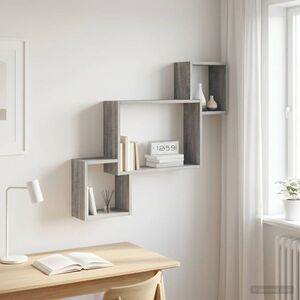 Imagine vidaXL Raft de perete Montare pe perete Sonoma gri 91, 5 x 15 x 76 cm