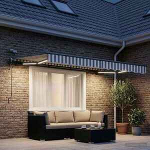 Imagine vidaXL Copertină retractabilă Gri deschis și alb. 300 x 250 cm