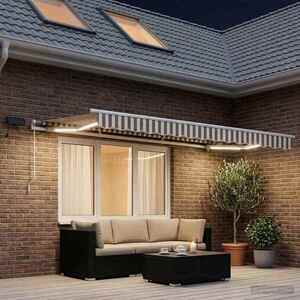 Imagine vidaXL Copertină retractabilă Gri deschis și alb. 350 x 250 cm