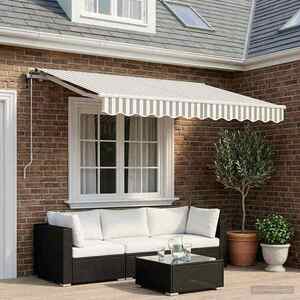 Imagine vidaXL Copertină retractabilă Gri deschis și alb. 350 x 250 cm