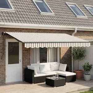 Imagine vidaXL Copertină retractabilă Gri deschis și alb. 400 × 300 cm