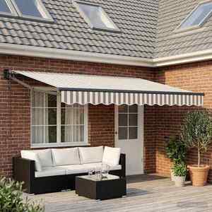 Imagine vidaXL Copertină retractabilă Gri deschis și alb. 4 × 3 m