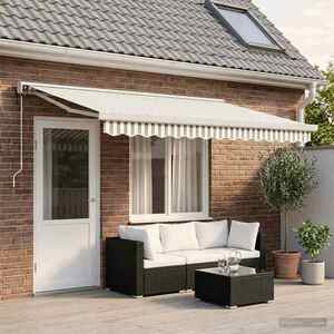Imagine vidaXL Copertină retractabilă Gri deschis și alb. 400 × 300 cm