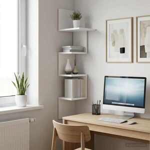 Imagine vidaXL Raft de perete Montare pe perete Alb 32 x 21 x 107 cm