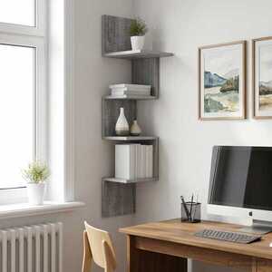Imagine vidaXL Raft de perete Montare pe perete Sonoma gri 32 x 21 x 107 cm