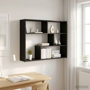 Imagine vidaXL Raft de perete Montare pe perete Stejar Negru 95 x 20 x 69, 5 cm