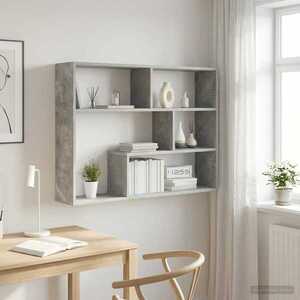 Imagine vidaXL Raft de perete Montare pe perete Gri Beton 95 x 20 x 69, 5 cm