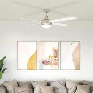 Imagine vidaXL Ventilator de tavan cu lumina și telecomandă Ø 130 cm Alb