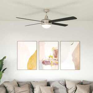 Imagine vidaXL Ventilator de tavan cu lumina și telecomandă Ø 130 cm Negru