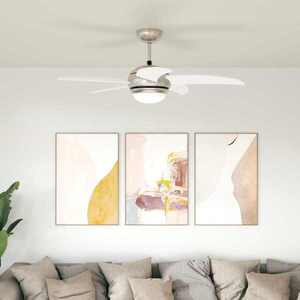 Imagine vidaXL Ventilator de tavan cu lumina și telecomandă Ø 110 cm Alb