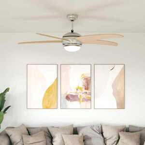 Imagine vidaXL Ventilator de tavan cu lumina și telecomandă Ø 130 cm Sonoma