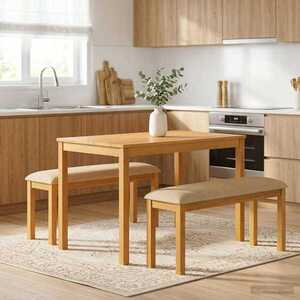 Imagine vidaXL Bancă de Dining 95 x 32 x 45 cm Lemn de stejar masiv Bej