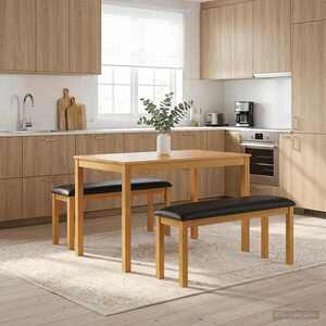 Imagine vidaXL Bancă de Dining 95 x 32 x 45 cm Lemn de stejar masiv Negru