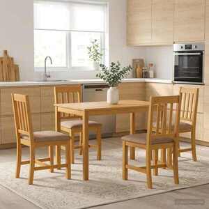 Imagine vidaXL Masă de dining 110 x 75 x 75 cm Lemn de stejar masiv natural