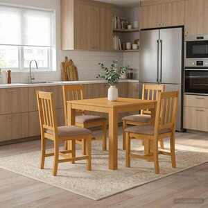 Imagine vidaXL Masă de dining 90 x 90 x 75 cm Lemn de stejar masiv natural