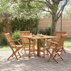 Imagine vidaXL Set de mobilier de exterior pliabil, 5 piese, lemn masiv de tec
