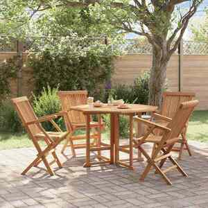 Imagine vidaXL Set mobilier de exterior pliabil, 5 piese, lemn masiv de tec