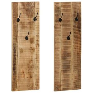 Imagine vidaXL Cuier haine de perete, 2 buc., lemn masiv de mango 36x110x3 cm