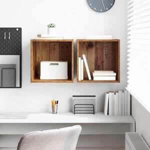Imagine vidaXL Dulap de perete 2 buc. Lemn vechi 37 x 37 x 37 cm