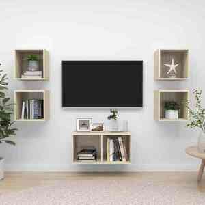 Imagine vidaXL Set de dulapuri TV, 5 piese, stejar sonoma, lemn prelucrat