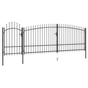 Imagine vidaXL Poartă de gard de grădină Woerden cu vârf tip suliță 5x1, 75 m, negru