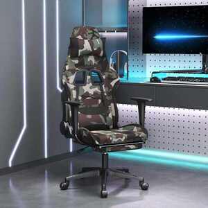 Imagine vidaXL Scaun de gaming cu suport picioare, camuflaj și negru, textil