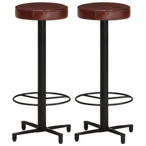Imagine vidaXL Scaune de bar, 2 buc., 76 cm, piele naturală
