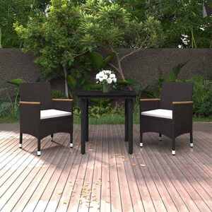 Imagine vidaXL Set mobilier de grădină cu perne, 3 piese, poliratan și sticlă