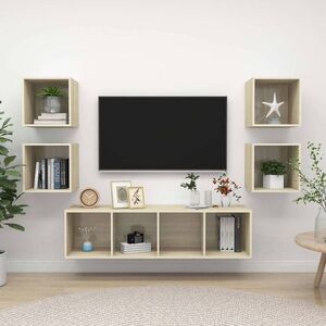 Imagine vidaXL Set de dulapuri TV, 5 piese, stejar sonoma, lemn prelucrat