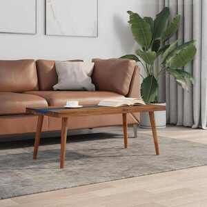 Imagine vidaXL Măsuță de cafea Lemn de tec cu rășină epoxidică 100x50x40 cm