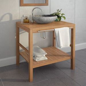 Imagine vidaXL Dulap de chiuvetă baie, 74x45x75 cm, lemn masiv de tec