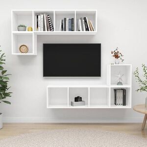 Imagine vidaXL Set de dulapuri TV, 4 piese, alb, lemn prelucrat